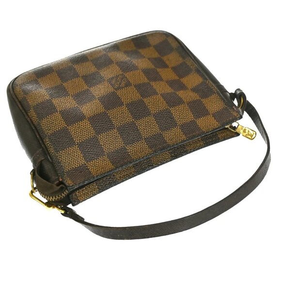 Auth LOUIS VUITTON Trousse Makeup Hand Bag Damier Ebene Leather Brown - Picture 13 of 16